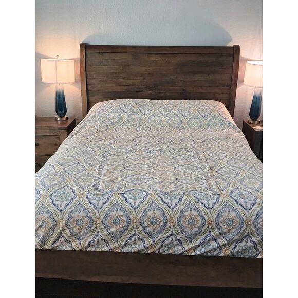 Pottery Barn Other - Pottery Barn Blue Green Paisley 100% Cotton Dawn King Duvet Cover Euro Sham